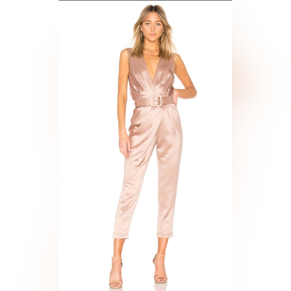 Misha Collection Kaela jumpsuit pink satin 10 nwt